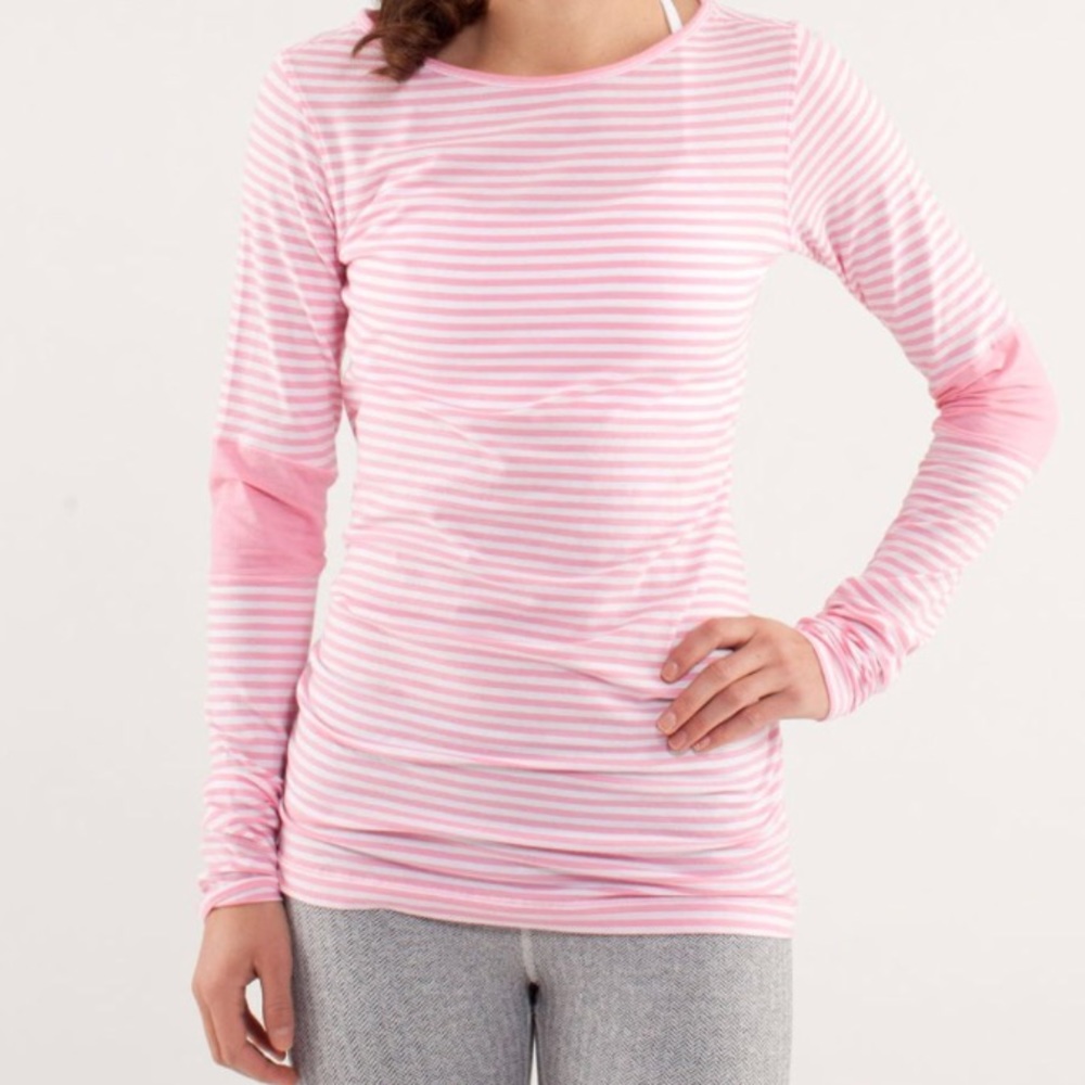 Lululemon devotion tee pink/white striped